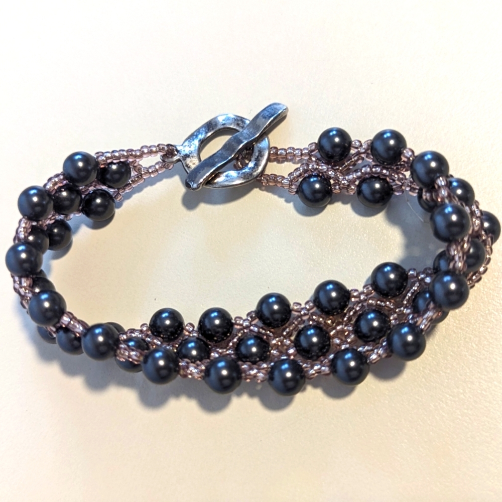Vintage Beaded Bracelet with Toggle Closure